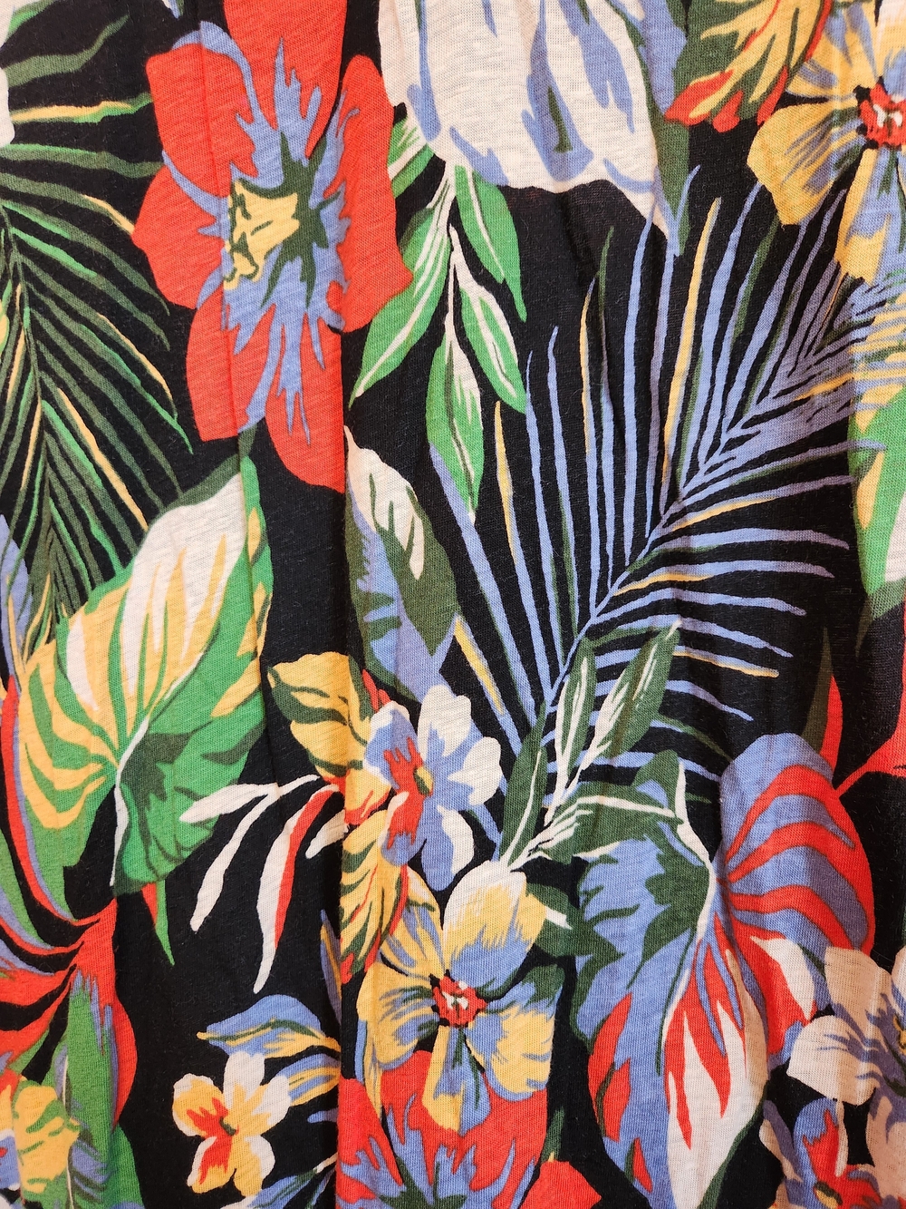 C&C California Tropical Floral Linen Blend V-Neck Dress Cap Sleeve Size M Resort - Picture 4 of 14